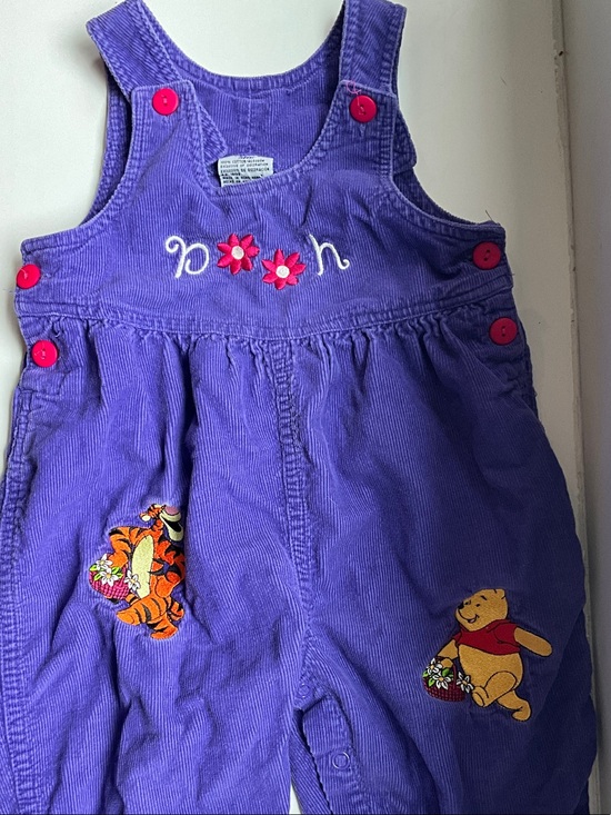 Disney Other - Vintage Disney Winnie the Pooh & Tigger Purple Corduroy Overalls Romper 18M